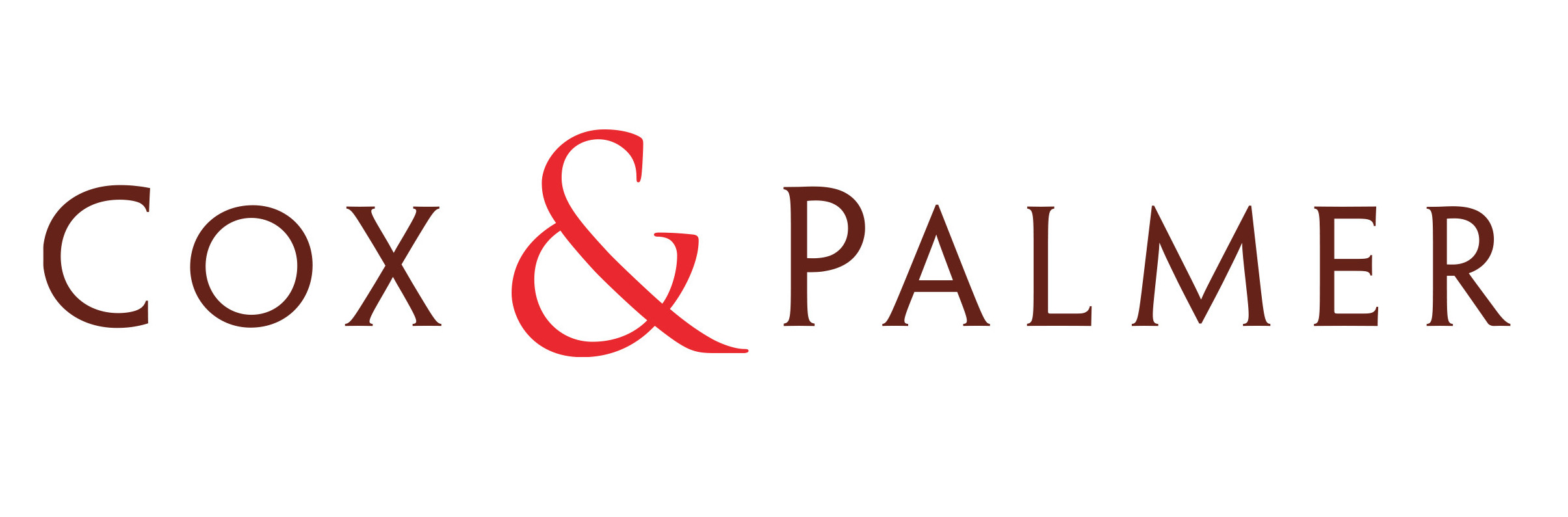 Cox & Palmer logo: burgundy text with large, red ampersand between names